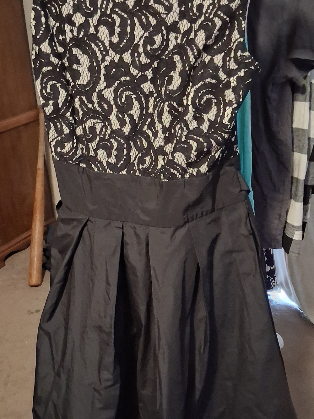 Ralph Lauren Black Lace-Overlay Fit & Flare Prom Dress